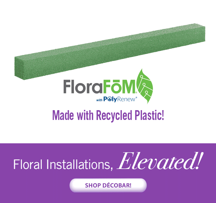 Rotating floral displays made with floral foam decobars